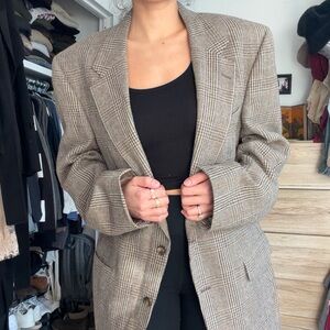 Vintage Oversized Burberry brown multi-tonal plaid Blazer